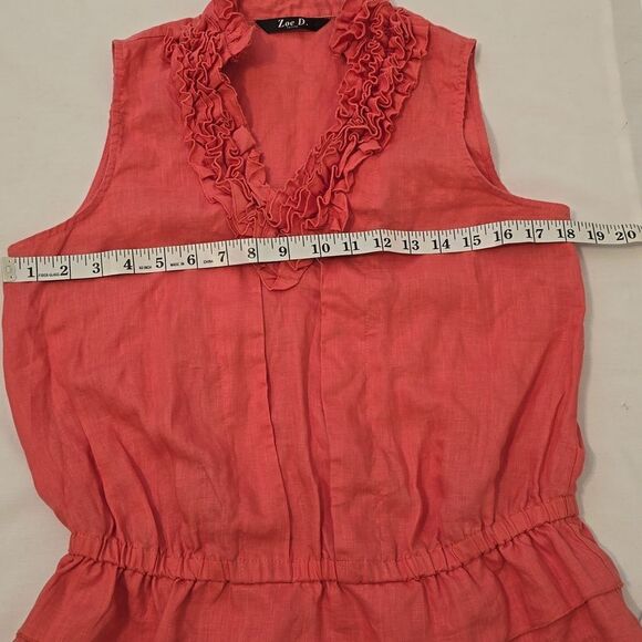 ZOE D. RUFFLE linen top SIZE MEDIUM - Picture 5 of 10